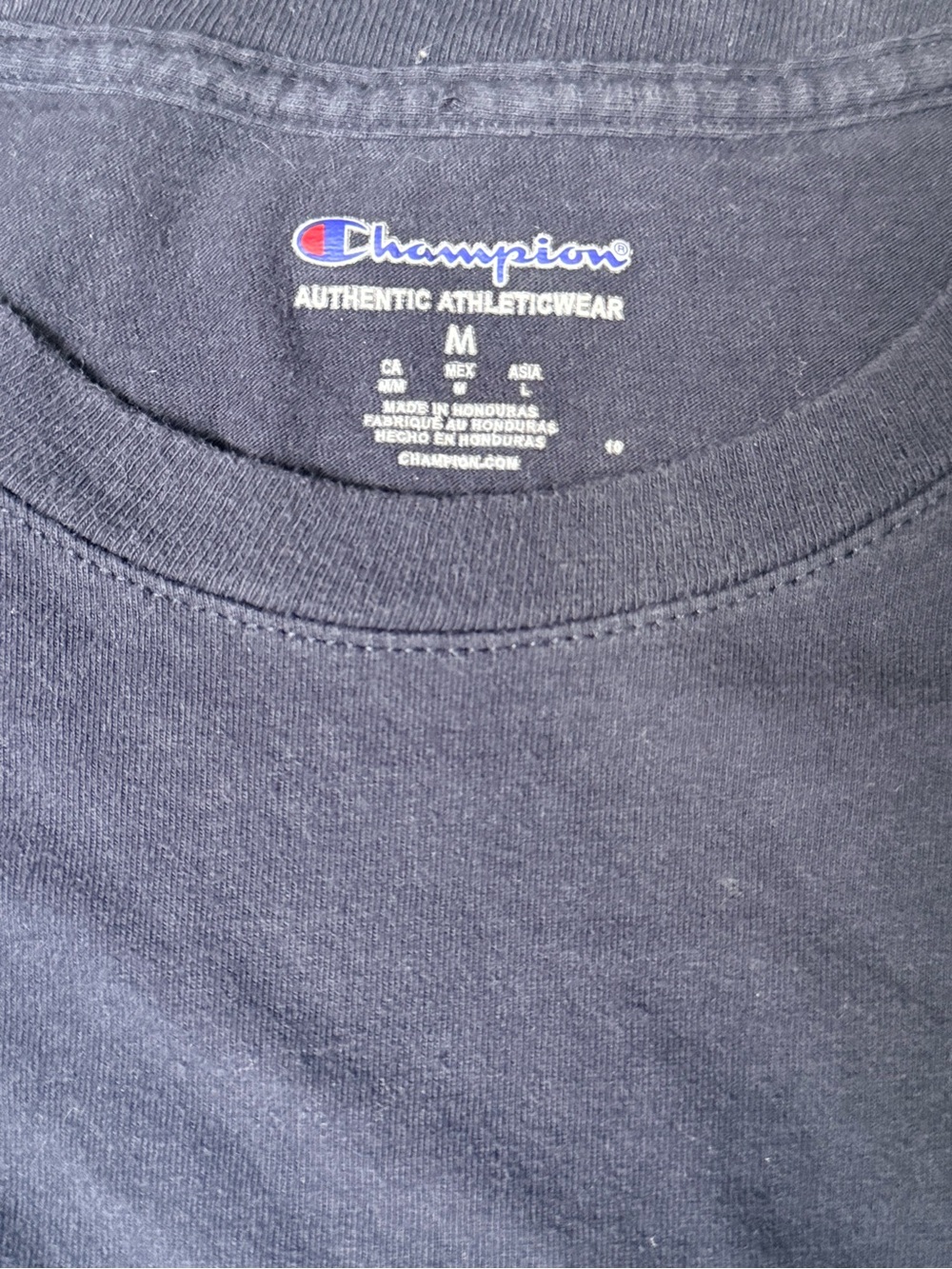 Champion Navy Retro Multicolor Logo Long Sleeve T-Shirt Men’s Medium - Picture 6 of 9
